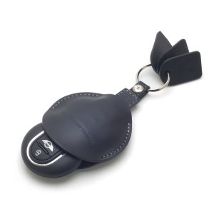 Photo2: buzzhouse design BMW MINI handmade leather Key ring Cover for F56 Black (Made in Japan)