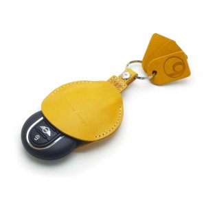 Photo2: buzzhouse design BMW MINI handmade leather Key ring Cover for F56 Camel (Made in Japan)