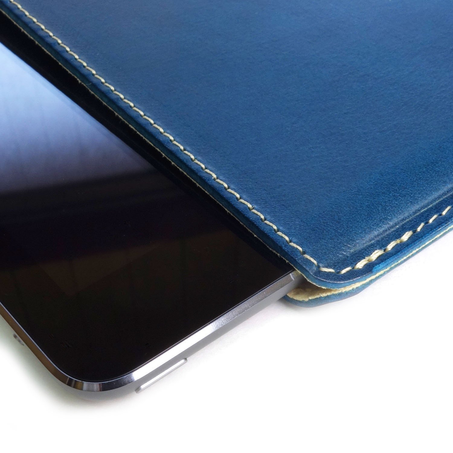 Photo4: buzzhouse design Handmade leather case for iPad Air Blue (Made in Japan)