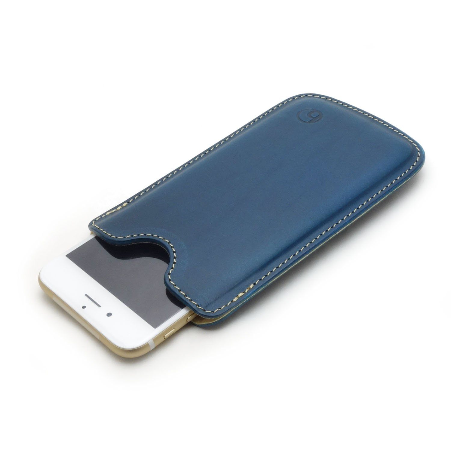 Photo2: buzzhouse design Handmade leather case for iPhone 6 Blue (Made in Japan)