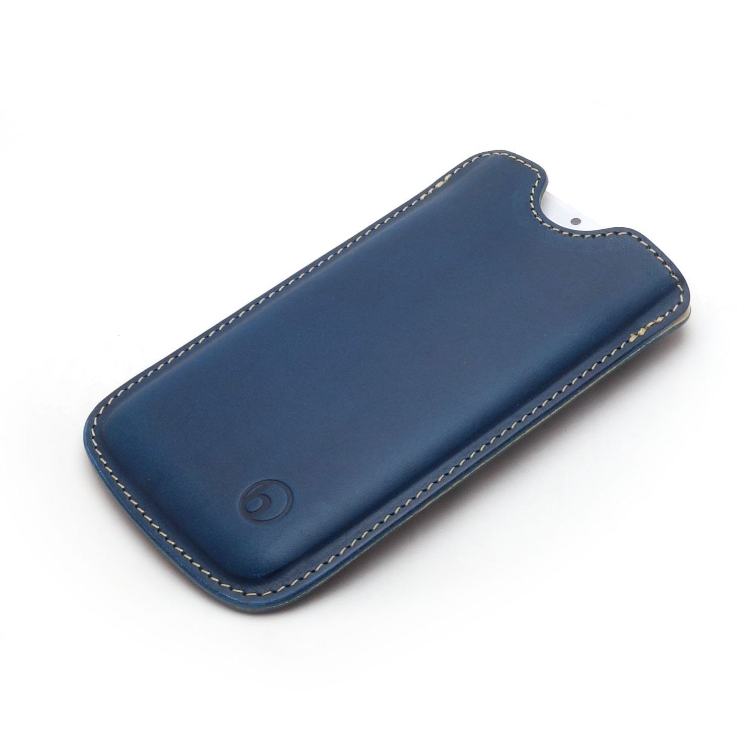Photo1: buzzhouse design Handmade leather case for iPhone 6 Blue (Made in Japan)