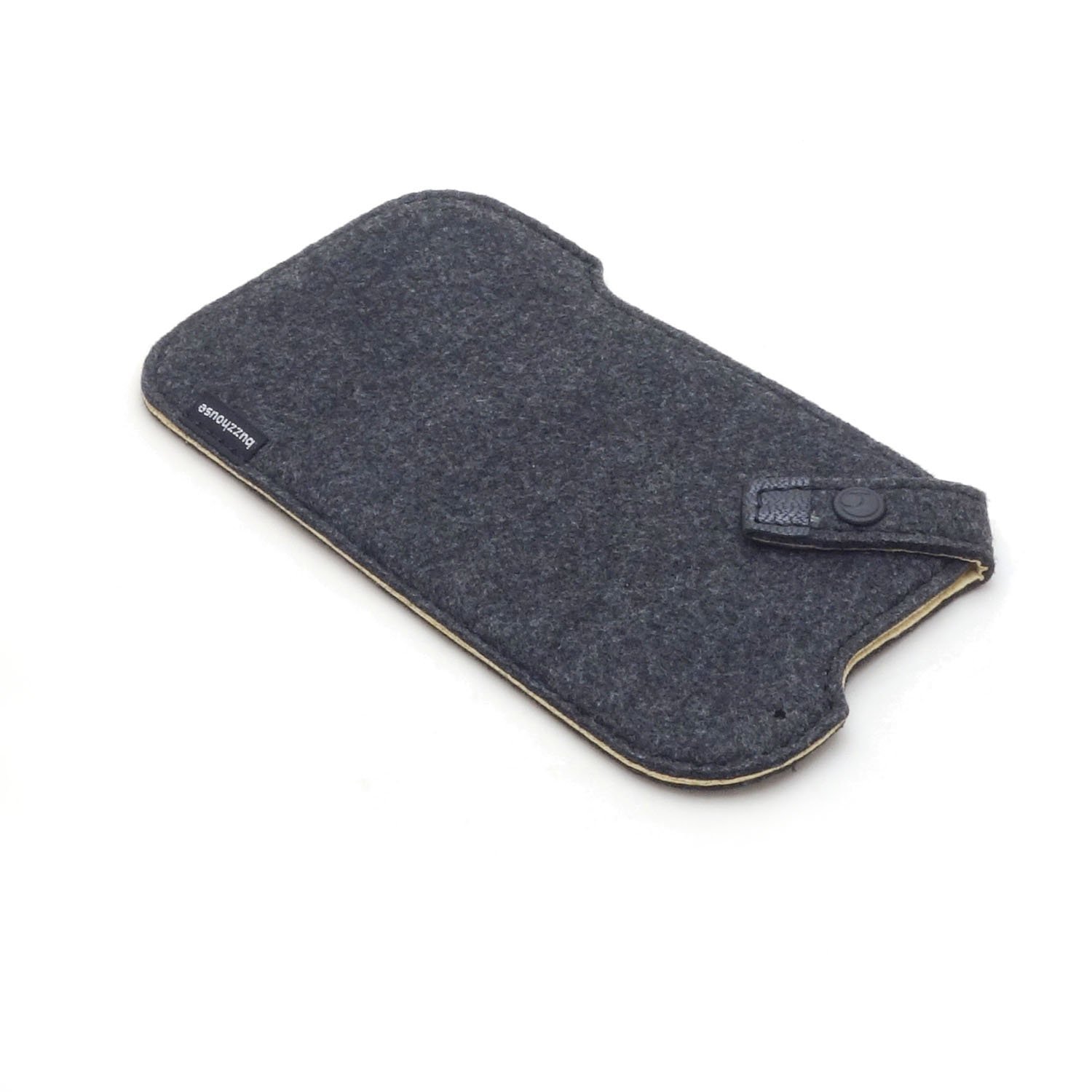 Photo1: buzzhouse design Handmade felt case for iPhone 6 Black (Made in Japan)