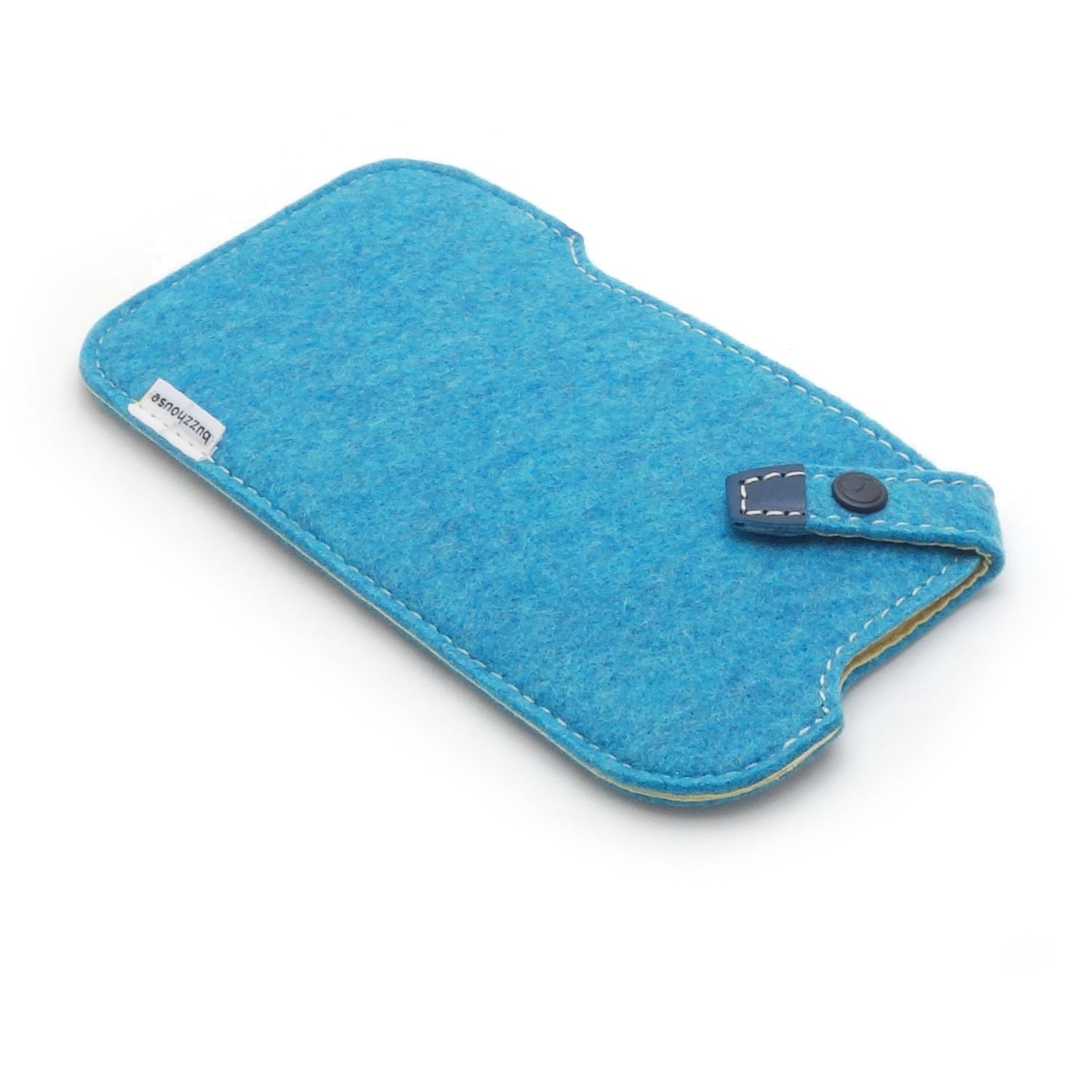 Photo1: buzzhouse design Handmade felt case for iPhone 6 Blue (Made in Japan)
