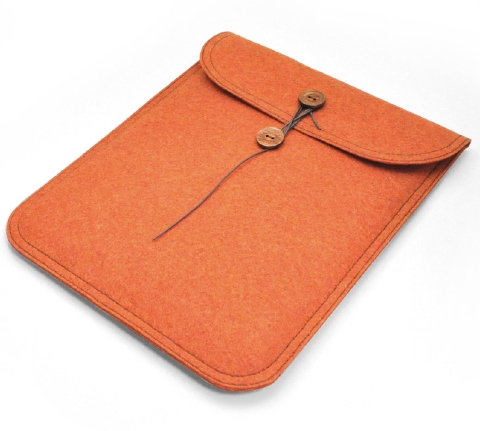 Photo1: buzzhouse design Handmade felt case for iPad with Retina display/iPad2 Orange (Made in Japan)　
